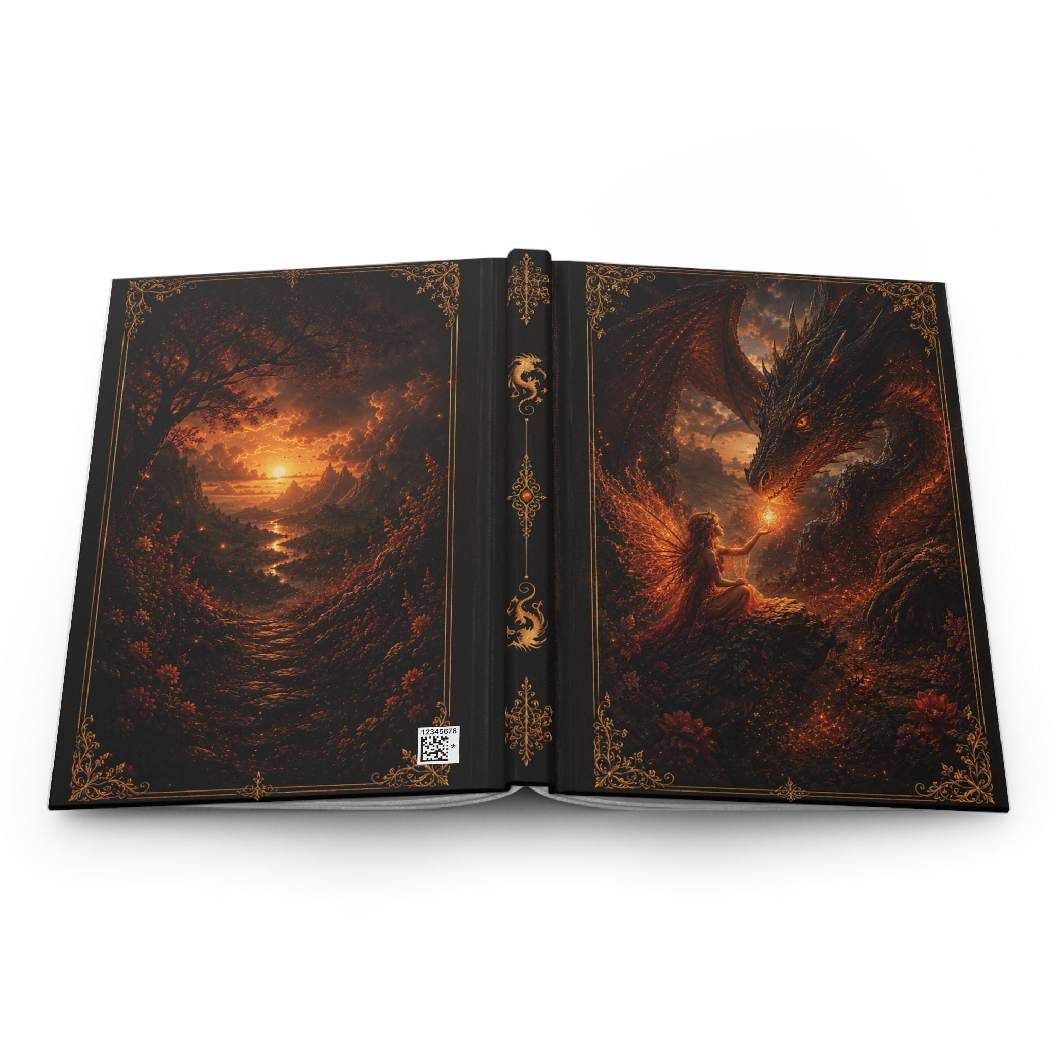 Dragon and Fairy Illustration Hardcover Journal | Fantasy Notebook, Matte