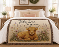 Take Time to Grow Woven Blanket — Highland Calf Tapestry Throw
