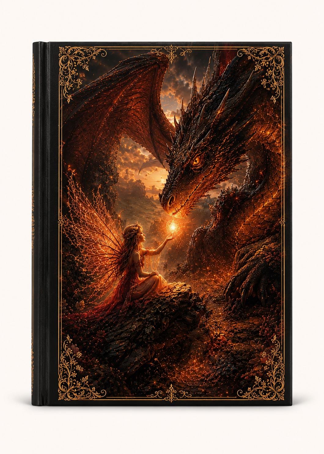 Dragon and Fairy Illustration Hardcover Journal | Fantasy Notebook, Matte